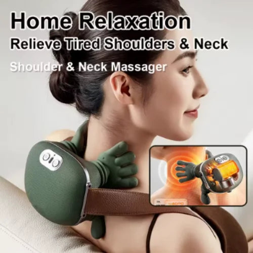 Electric Neck & Shoulder Massager with Heat – Deep Tissue 3D Kneading Hand Massage for Pain Relief & Relaxation