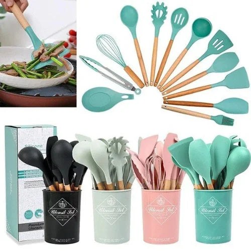 12 Pieces Silicone Utensils Set – Non-Stick Kitchen Cooking Tools