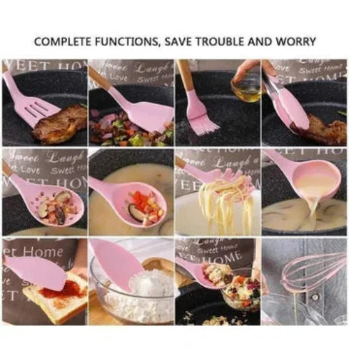 12 Pieces Silicone Utensils Set – Non-Stick Kitchen Cooking Tools