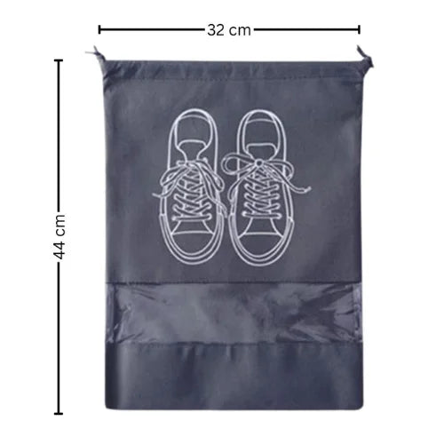 Travel Shoe Storage Bag with Transparent Window – Waterproof Drawstring Shoe Organizer for Travel & Closet