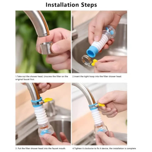 360° Flexible Faucet Splash Filter – Water Saving Tap Extension Nozzle