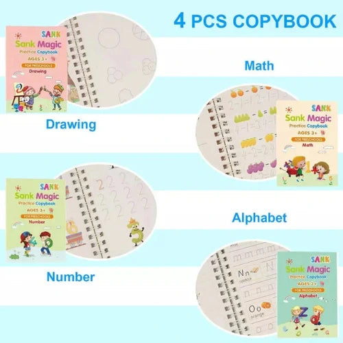 Magic Practice Copybook Set – Preschool Alphabet, Numbers, Math & Drawing Handwriting Workbooks for Kids Ages 3+