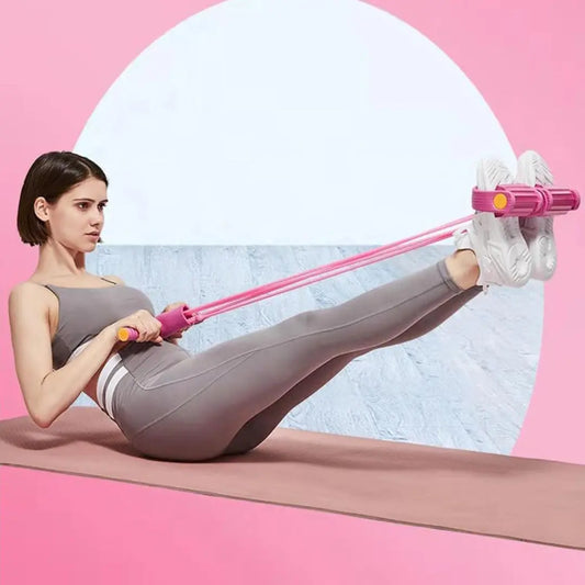 Portable 4 Tube Tummy Trimmer Pedal Resistance Band – Home Gym Fitness Equipment for Men & Women