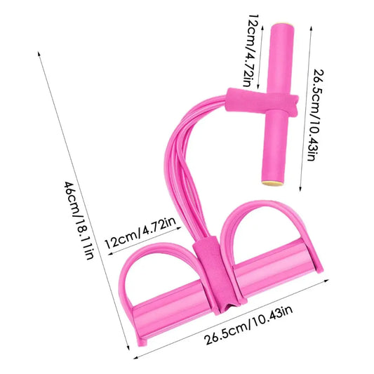 Portable 4 Tube Tummy Trimmer Pedal Resistance Band – Home Gym Fitness Equipment for Men & Women