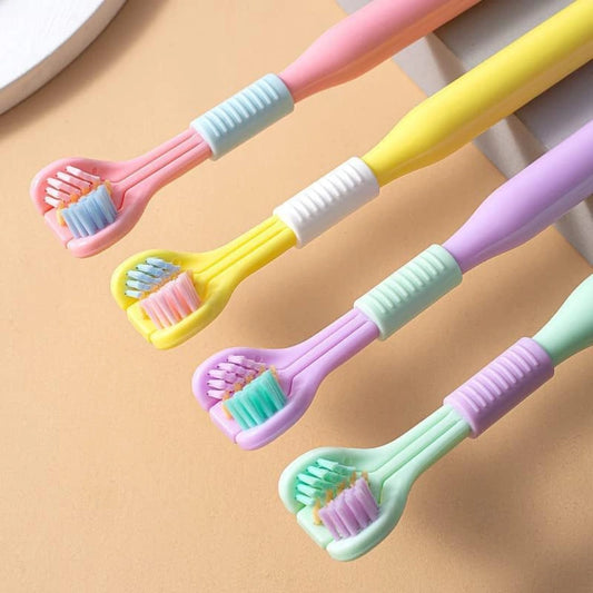 Three Sided Toothbrush with Soft Bristles – 360° Deep Cleaning, Gum Care, Replaceable Heads, Toothbrush for Adults & Kids