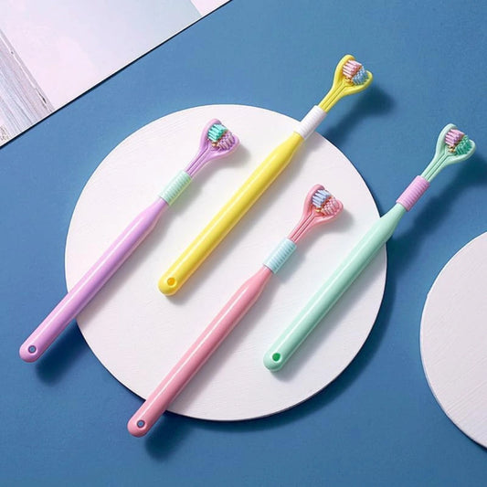 Three Sided Toothbrush with Soft Bristles – 360° Deep Cleaning, Gum Care, Replaceable Heads, Toothbrush for Adults & Kids