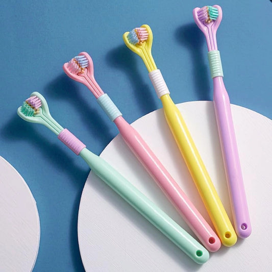Three Sided Toothbrush with Soft Bristles – 360° Deep Cleaning, Gum Care, Replaceable Heads, Toothbrush for Adults & Kids