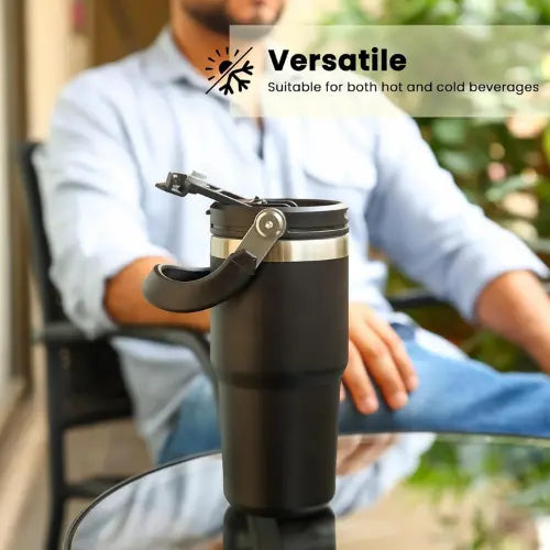 Vacuum Insulated Water Bottle – Stainless Steel Travel Mug, Leakproof Coffee Tumbler for Hot & Cold Drinks