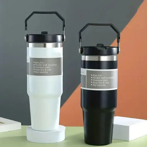 Vacuum Insulated Water Bottle – Stainless Steel Travel Mug, Leakproof Coffee Tumbler for Hot & Cold Drinks