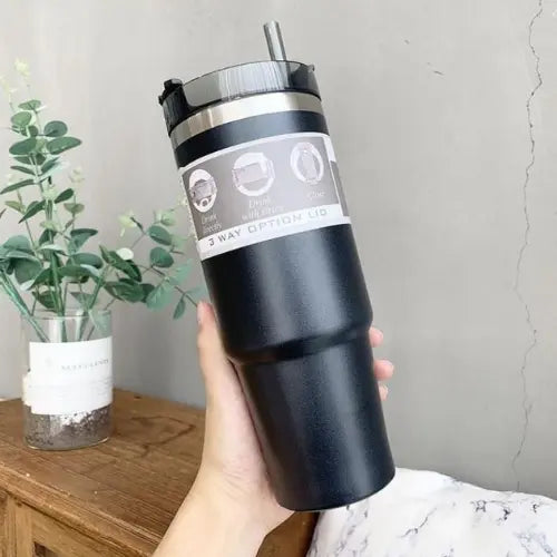Vacuum Insulated Water Bottle – Stainless Steel Travel Mug, Leakproof Coffee Tumbler for Hot & Cold Drinks