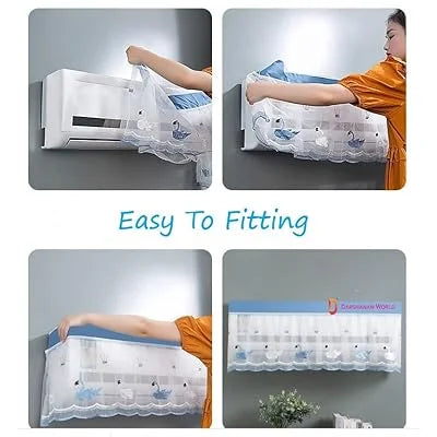 Dust-Proof Mesh Design Split AC Cover – Elegant Net & Lace Design