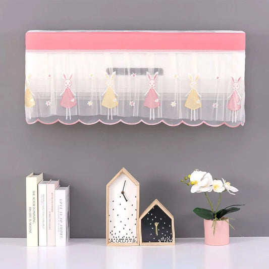 Dust-Proof Mesh Design Split AC Cover – Elegant Net & Lace Design