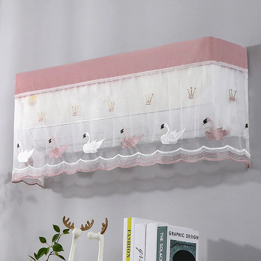 Dust-Proof Mesh Design Split AC Cover – Elegant Net & Lace Design