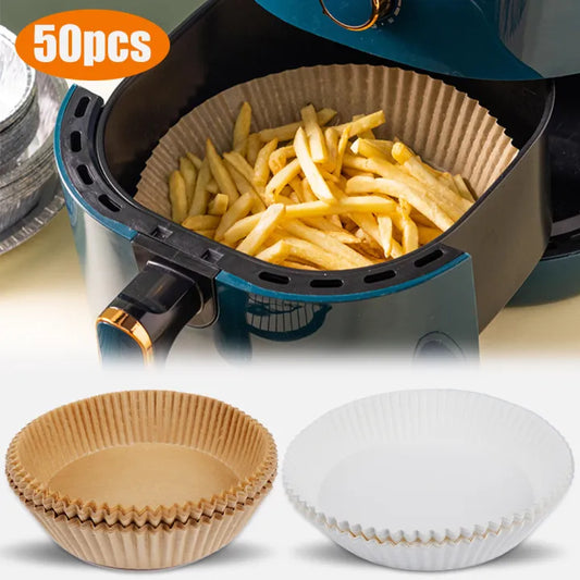 50PCS Air Fryer Disposable Parchment Paper Liners – Non-Stick, Oil-Proof Baking Mats
