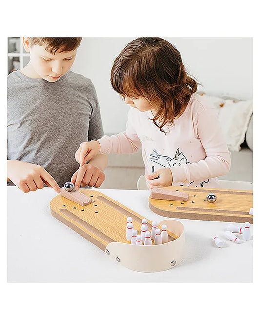 Mini Table Wooden Bowling Game – Portable Desktop Toy for Family Fun