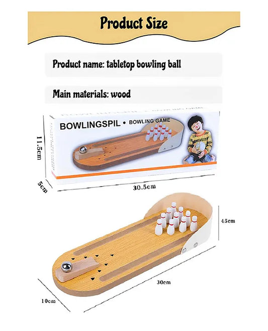 Mini Table Wooden Bowling Game – Portable Desktop Toy for Family Fun