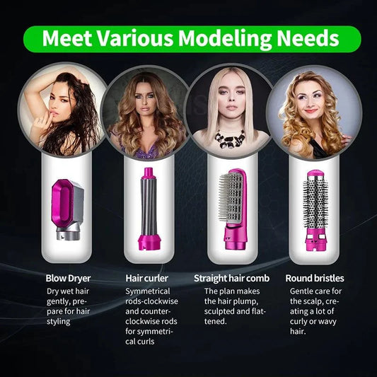 5-in-1 Electric Hair Styling Kit – Hair Dryer, Curling & Hot Air Brush