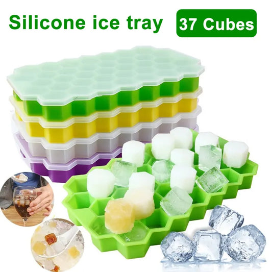 Silicone Honeycomb Ice Cube Tray with Lid