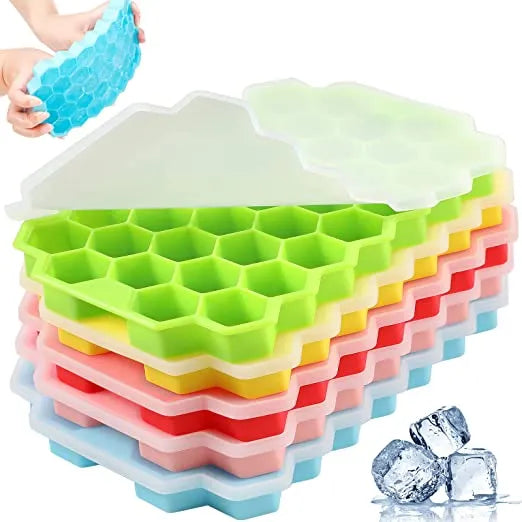 Silicone Honeycomb Ice Cube Tray with Lid