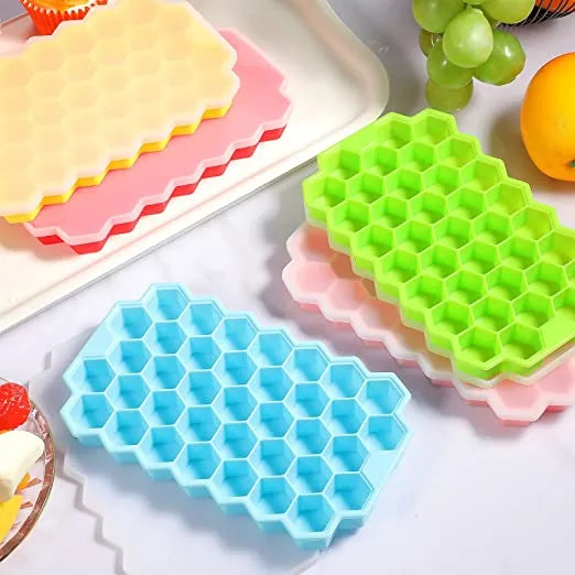 Silicone Honeycomb Ice Cube Tray with Lid