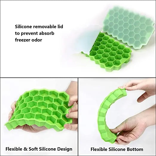 Silicone Honeycomb Ice Cube Tray with Lid