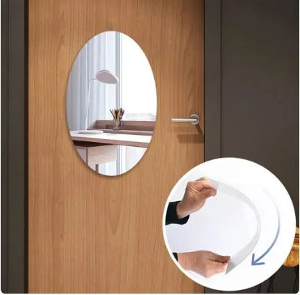 Oval Shape Flexible Self Adhesive Non-Glass Mirror Sticker
