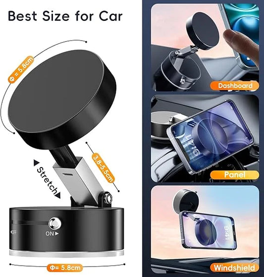Vacuum Suction Car Phone Holder – Lightweight, Foldable & Strong Grip Mount