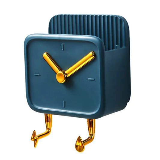 Wall-Mounted Multifunctional Clock & Mobile Holder – Space-Saving Design