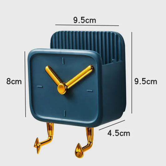 Wall-Mounted Multifunctional Clock & Mobile Holder – Space-Saving Design