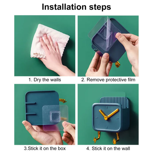 Wall-Mounted Multifunctional Clock & Mobile Holder – Space-Saving Design