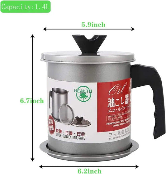 Oil Filter Cooker Pot – Stainless Steel Grease Separator & Storage