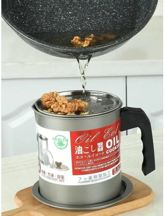 Oil Filter Cooker Pot – Stainless Steel Grease Separator & Storage