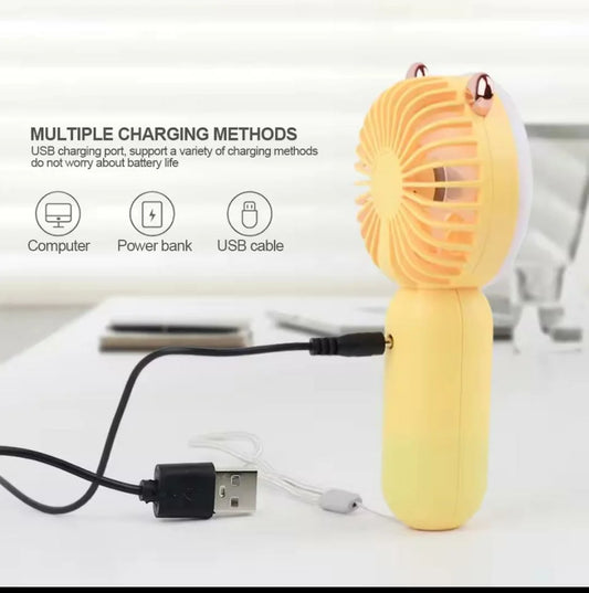 USB Rechargeable Mini Portable Fan – Handheld Fan with Night Light