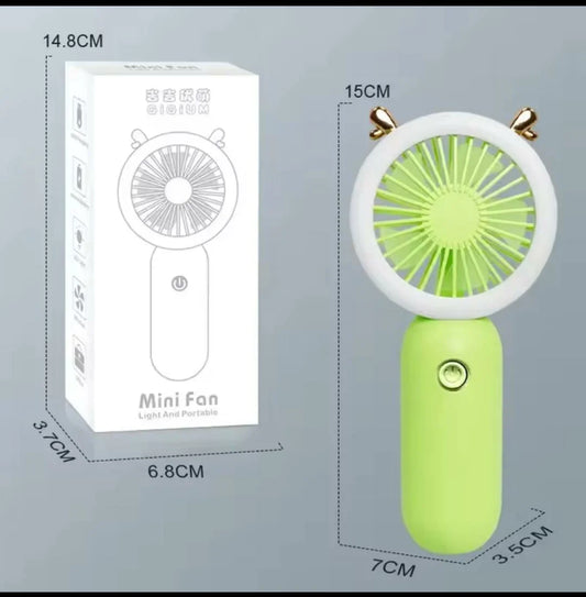 USB Rechargeable Mini Portable Fan – Handheld Fan with Night Light