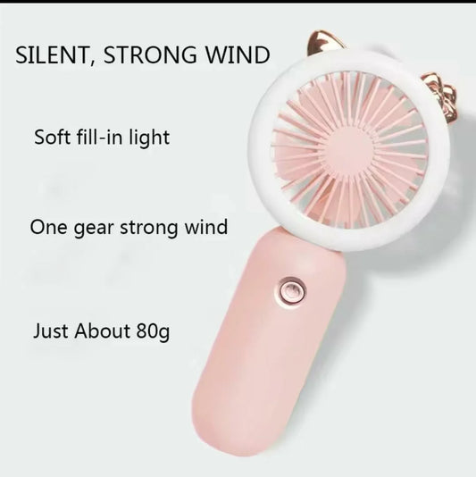 USB Rechargeable Mini Portable Fan – Handheld Fan with Night Light