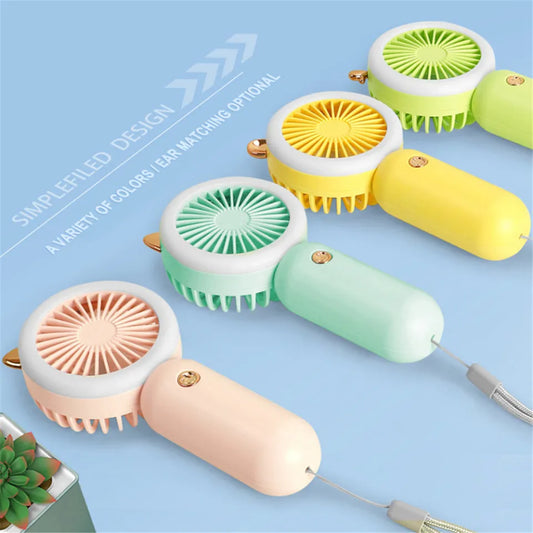 USB Rechargeable Mini Portable Fan – Handheld Fan with Night Light