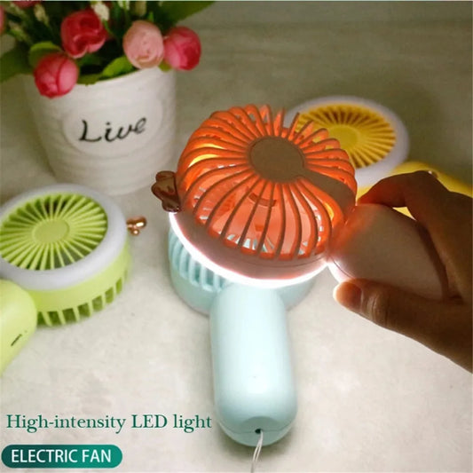 USB Rechargeable Mini Portable Fan – Handheld Fan with Night Light