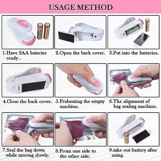 Portable Mini Plastic Bag Sealer – Handheld, Battery-Operated Heat Sealer for Food Storage