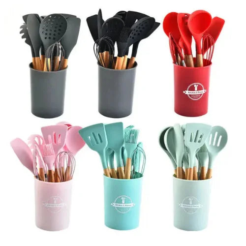 12 Pieces Silicone Utensils Set – Non-Stick Kitchen Cooking Tools