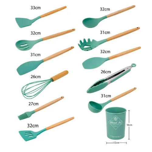 12 Pieces Silicone Utensils Set – Non-Stick Kitchen Cooking Tools