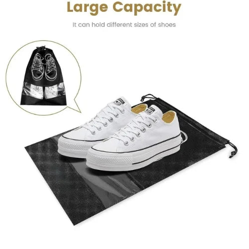 Travel Shoe Storage Bag with Transparent Window – Waterproof Drawstring Shoe Organizer for Travel & Closet