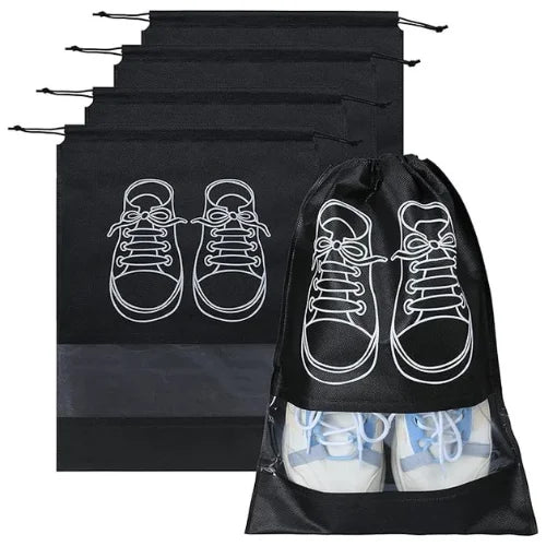 Travel Shoe Storage Bag with Transparent Window – Waterproof Drawstring Shoe Organizer for Travel & Closet