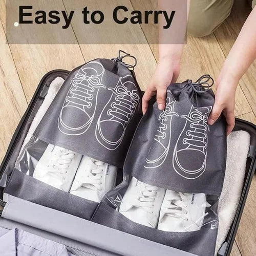 Travel Shoe Storage Bag with Transparent Window – Waterproof Drawstring Shoe Organizer for Travel & Closet