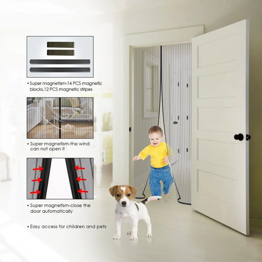 Magnetic Screen Door Mesh Curtain – Fly Insect Protection for Home, Balcony & Patio Doors