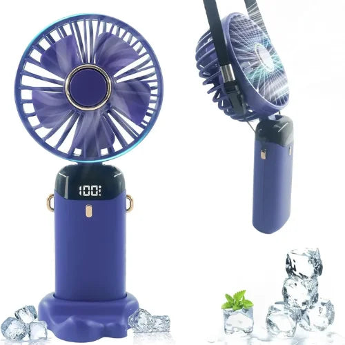 Portable Rechargeable Handheld Fan with Digital Display – Mini USB Cooling Fan for Travel, Office & Home