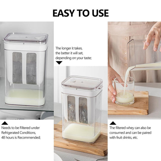 Greek Yogurt Maker 1100ml with Lid | Homemade Yogurt Strainer