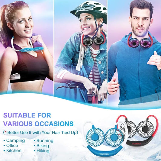 360° Rotation USB Rechargeable Wearable Portable Neck Fan