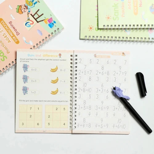 Magic Practice Copybook Set – Preschool Alphabet, Numbers, Math & Drawing Handwriting Workbooks for Kids Ages 3+