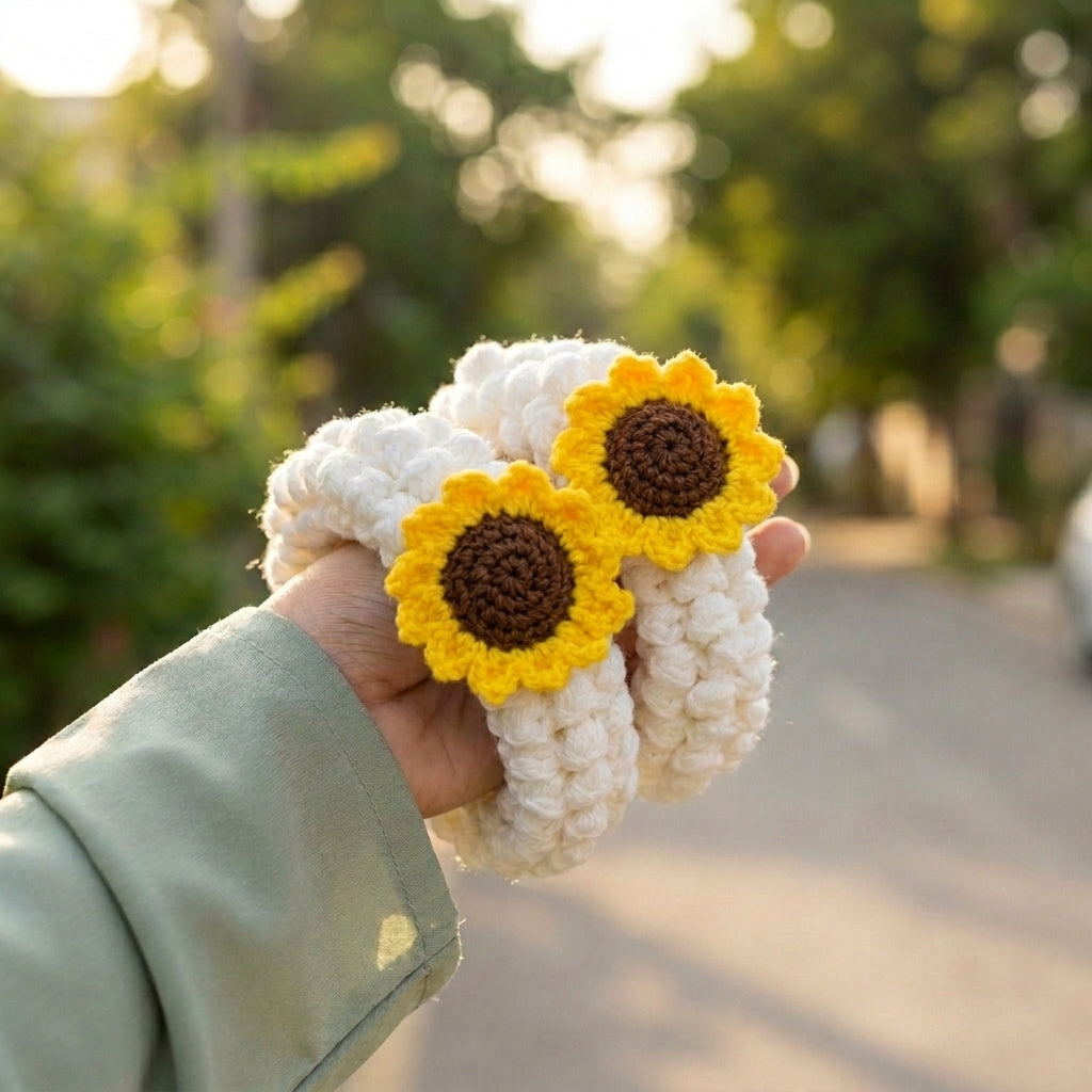 Handmade Crochet Sunflower Hand Gajra