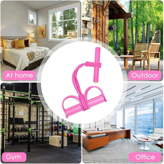 Portable 4 Tube Tummy Trimmer Pedal Resistance Band – Home Gym Fitness Equipment for Men & Women